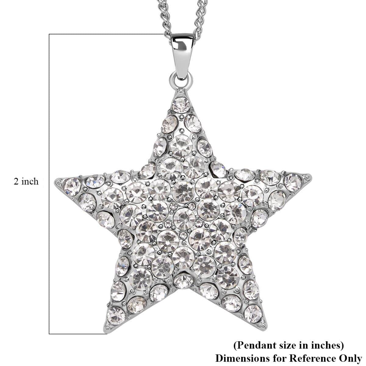 White Austrian Crystal Star Pendant Necklace 29-31 Inches in Silvertone image number 6