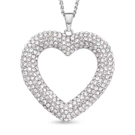 Buy White Austrian Crystal Heart Frame Pendant Necklace 29-31 Inches in ...