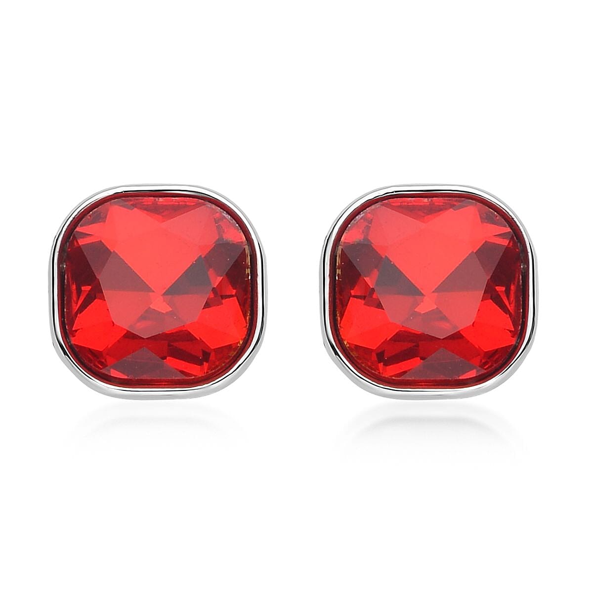 Doorbuster Simulated Ruby Tennis Bracelet (7-8In) and Stud Earrings in Silvertone