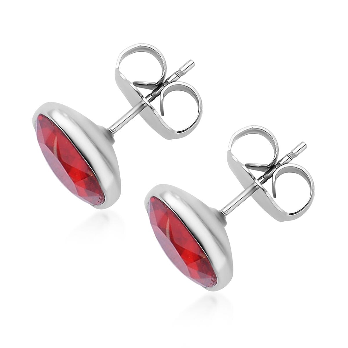 Doorbuster Simulated Ruby Tennis Bracelet (7-8In) and Stud Earrings in Silvertone