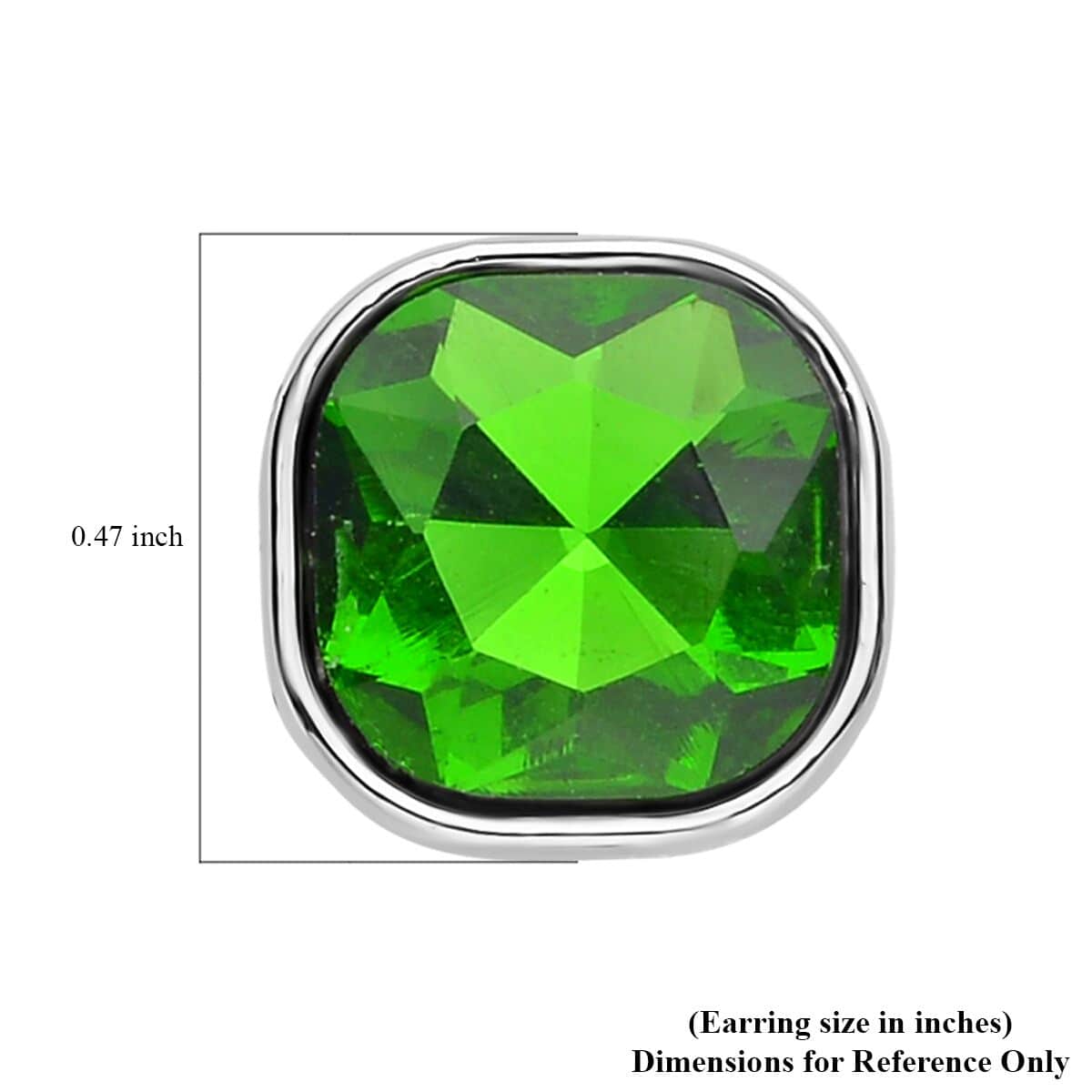 Simulated Emerald Tennis Bracelet (7-8In) and Stud Earrings in Silvertone image number 6