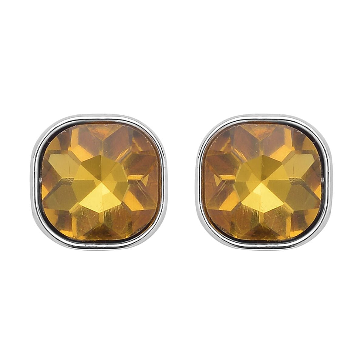 Simulated Multi Gemstone Tennis Bracelet (7-8In) and Stud Earrings in Silvertone image number 4