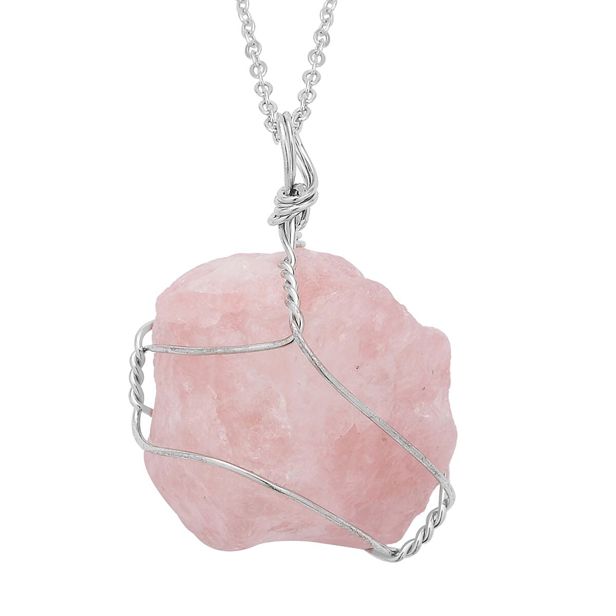 Rough Cut Galilea Rose Quartz, Amethyst, Brazilian Citrine Pendant Necklace (20 Inches) in Silvertone and Stainless Steel 250.00 ctw , Tarnish-Free, Waterproof, Sweat Proof Jewelry
