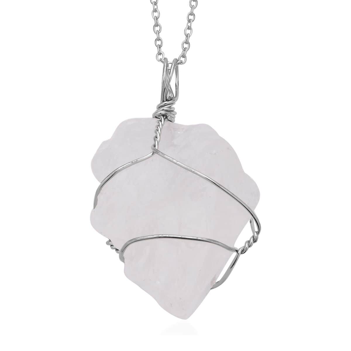 Rough Cut Strawberry Quartz, Green Aventurine, White Quartz Pendant Necklace (20 Inches) in Silvertone and Stainless Steel 270.00 ctw , Tarnish-Free, Waterproof, Sweat Proof Jewelry image number 6