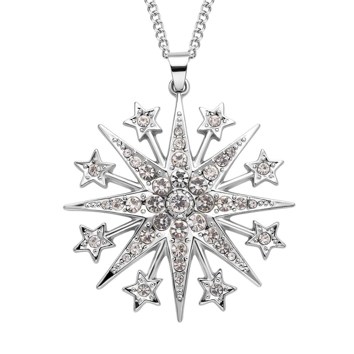 Austrian Crystal Celestial Pendant Necklace 29-31 Inches in Silvertone image number 0