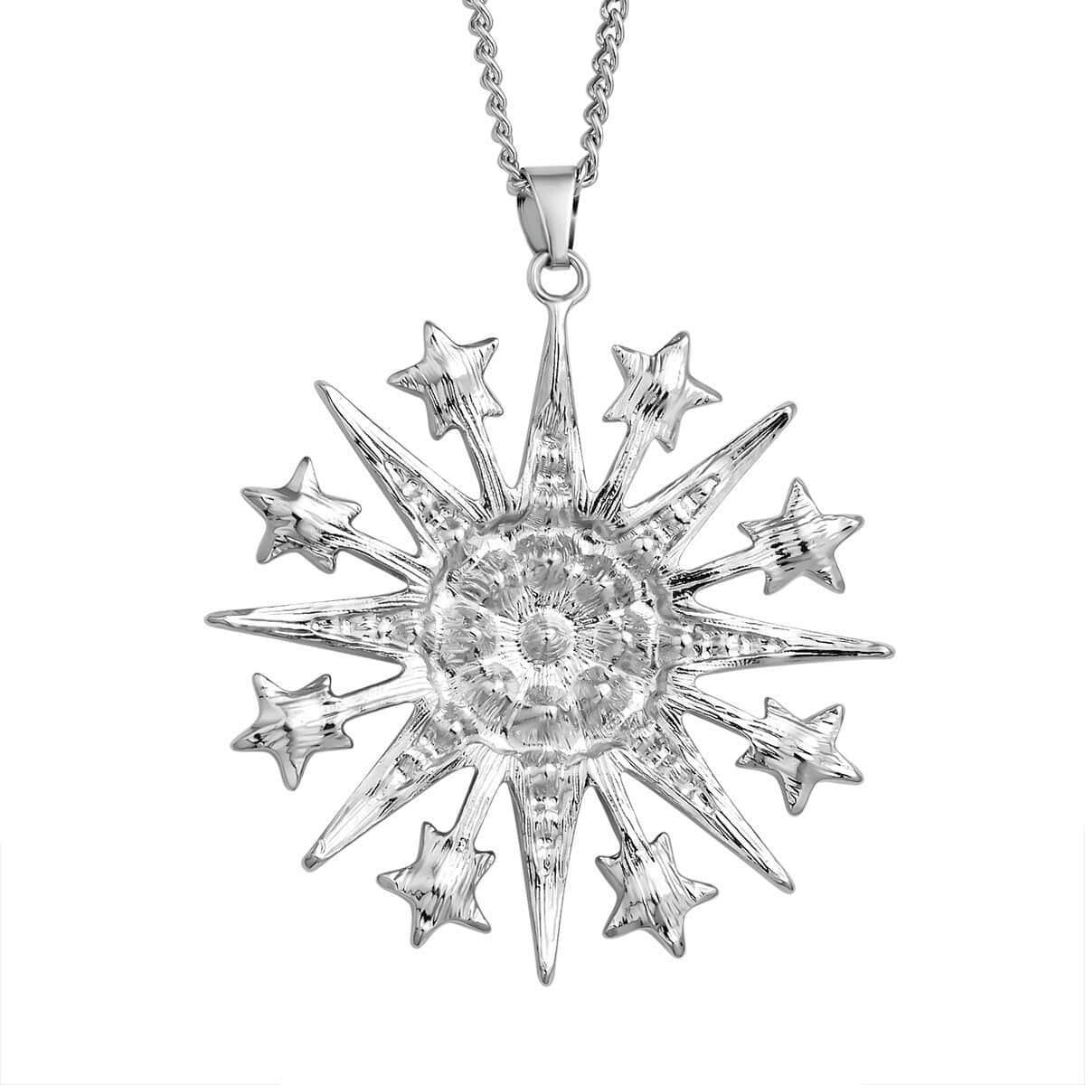 Austrian Crystal Celestial Pendant Necklace 29-31 Inches in Silvertone image number 3