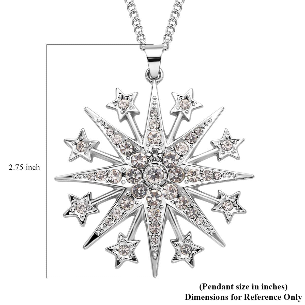 Austrian Crystal Celestial Pendant Necklace 29-31 Inches in Silvertone image number 4