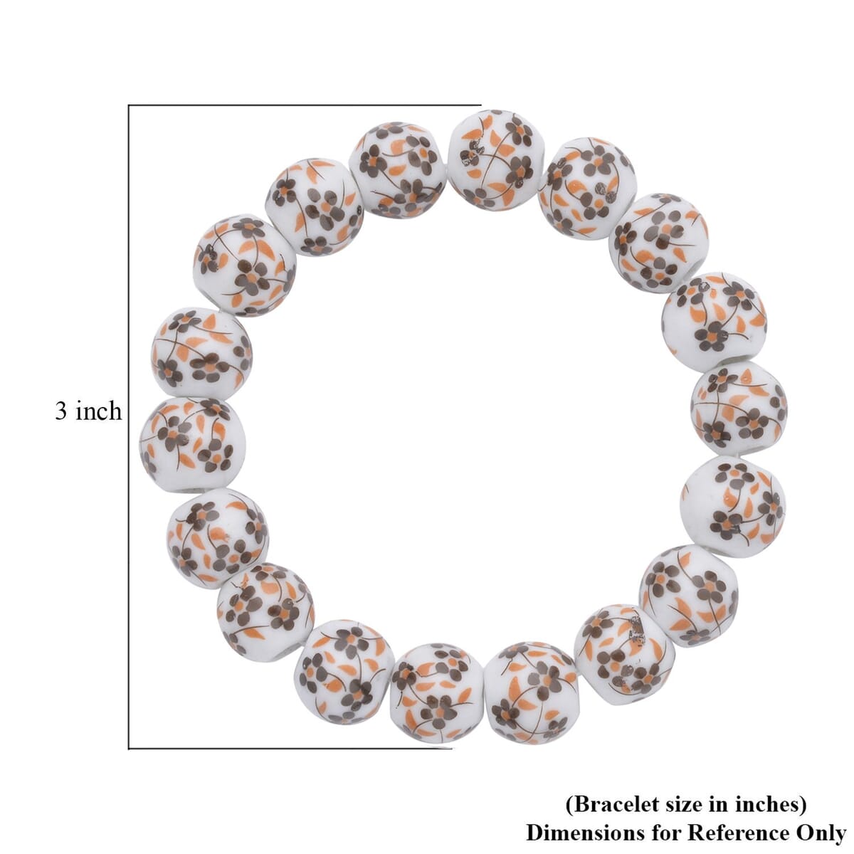 Yellow Flower Ceramic Beaded Stretch Bracelet and Earrings in Stainless Steel 246.00 ctw image number 3