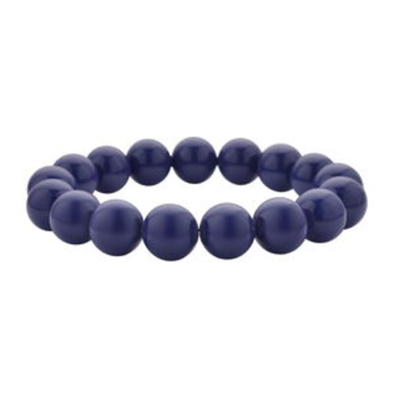 Tanzanite Blue Color Shell Pearl Bracelet (7.0In) and Earrings in Rhodium Over Sterling Silver