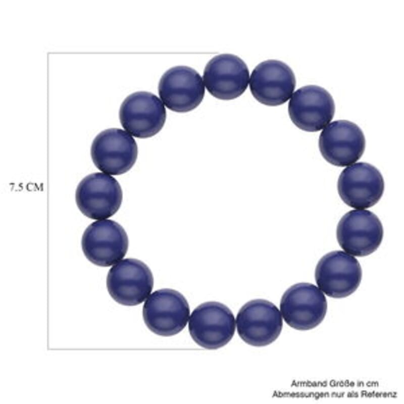 Tanzanite Blue Color Shell Pearl Bracelet (7.0In) and Earrings in Rhodium Over Sterling Silver