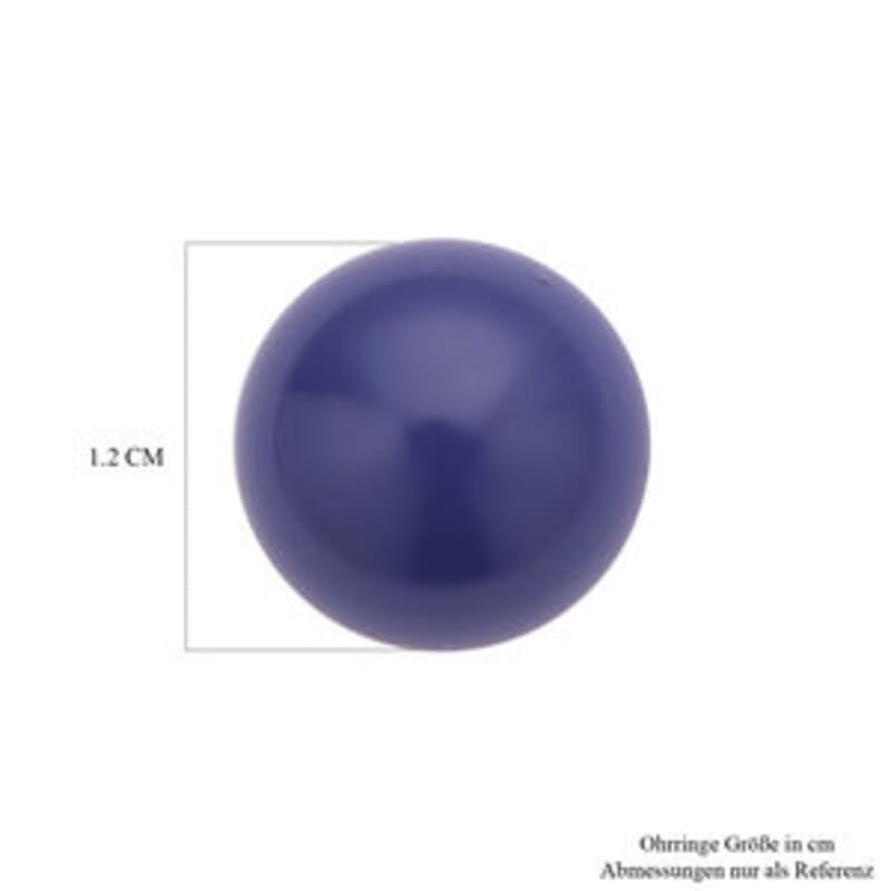 Tanzanite Blue Color Shell Pearl Bracelet (7.0In) and Earrings in Rhodium Over Sterling Silver