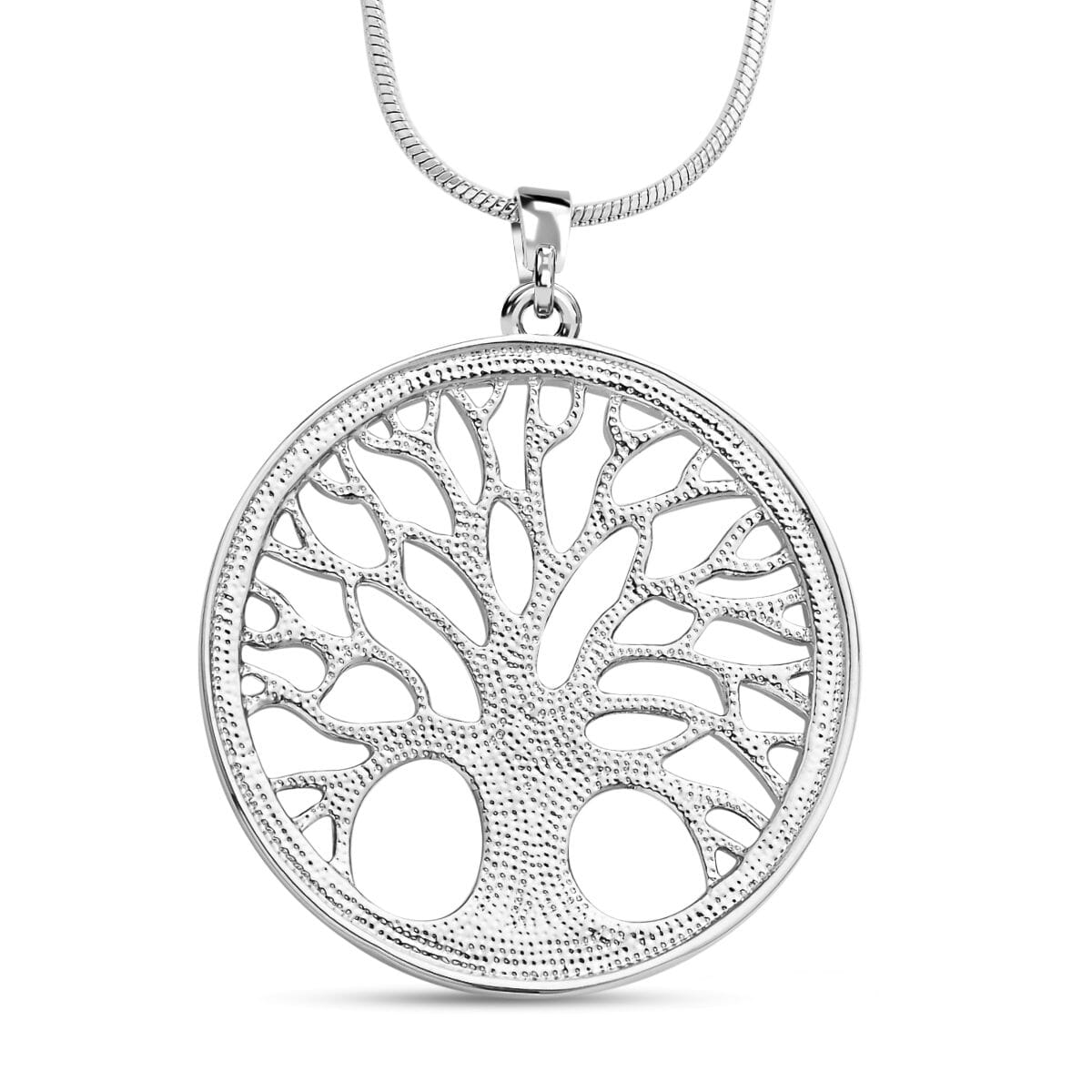 Austrian Crystal Tree of Life Pendant Necklace 28-30 Inches in Silvertone image number 3