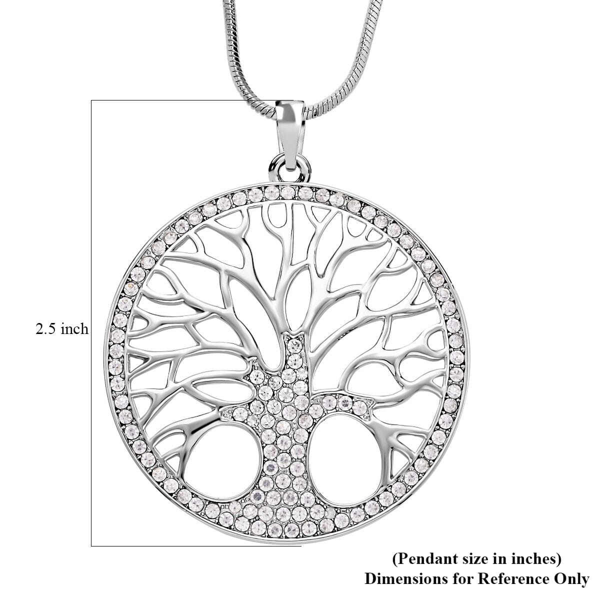 Austrian Crystal Tree of Life Pendant Necklace 28-30 Inches in Silvertone image number 4