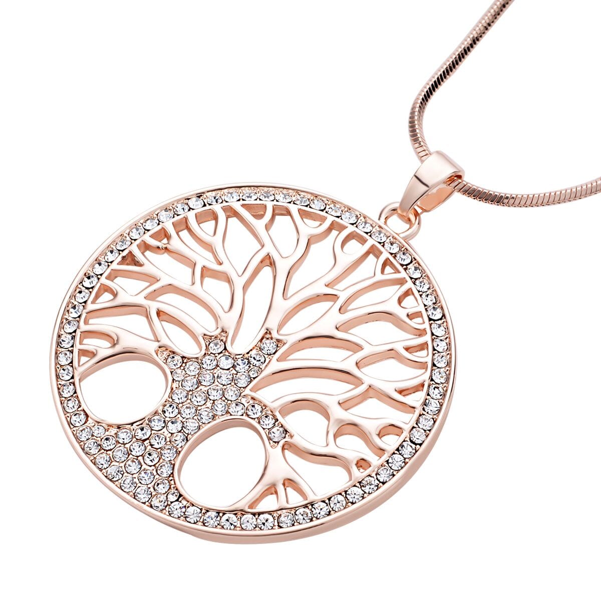 Austrian Crystal Tree of Life Pendant Necklace 28-30 Inches in Rosetone image number 2
