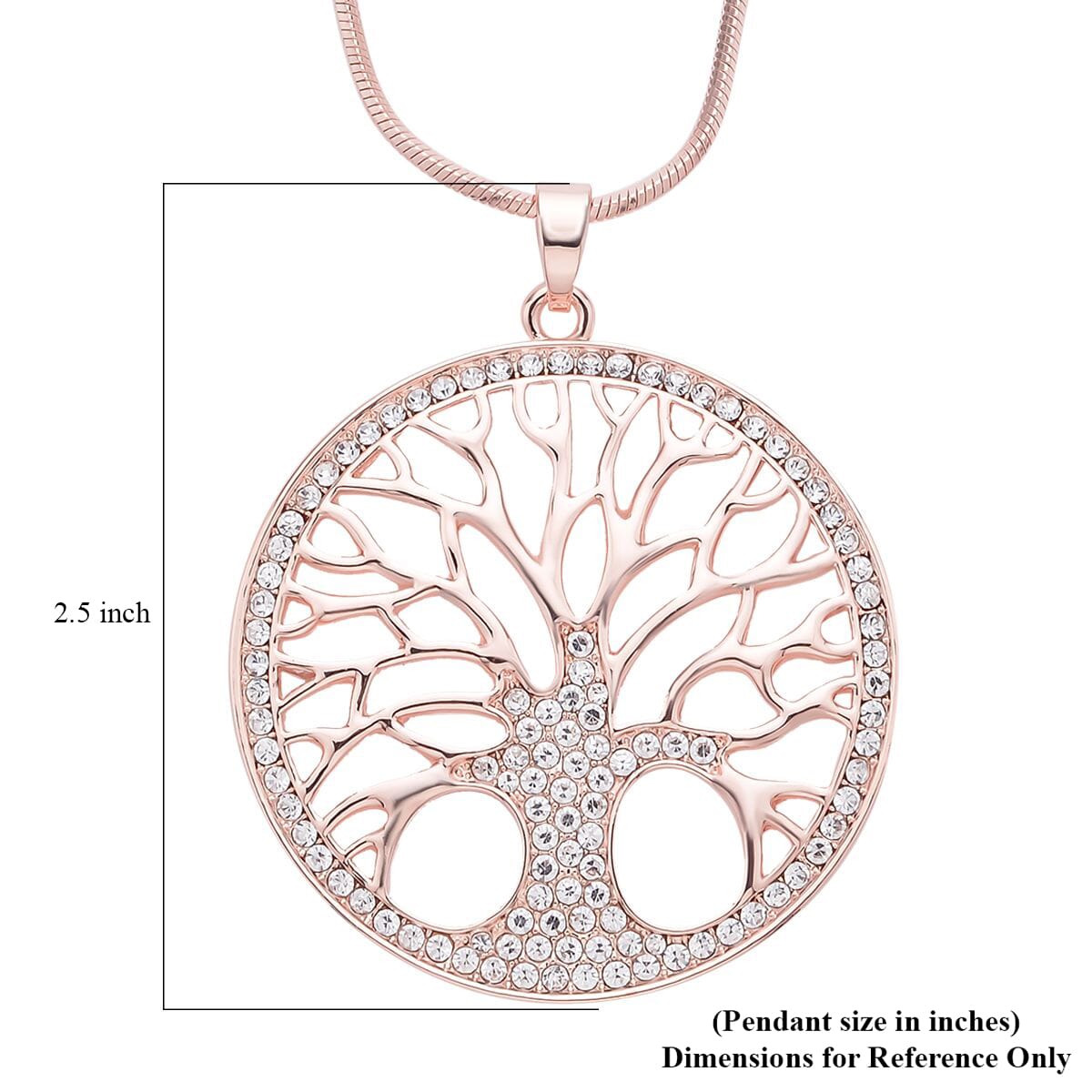 Austrian Crystal Tree of Life Pendant Necklace 28-30 Inches in Rosetone image number 4