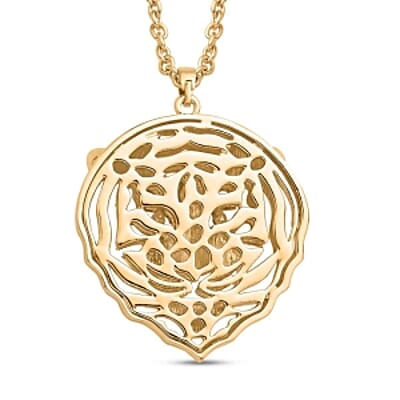 White and Black Austrian Crystal Earrings and Tiger Pendant Necklace (28-30 Inches) in Goldtone