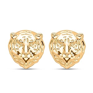 White and Black Austrian Crystal Earrings and Tiger Pendant Necklace (28-30 Inches) in Goldtone