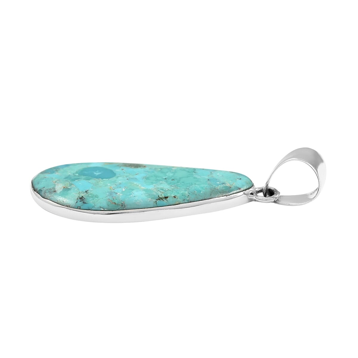 Santa Fe Style Kingman Turquoise Dangle Earrings and Free Shaped Pendant in Sterling Silver 10.70 Grams 27.50 ctw