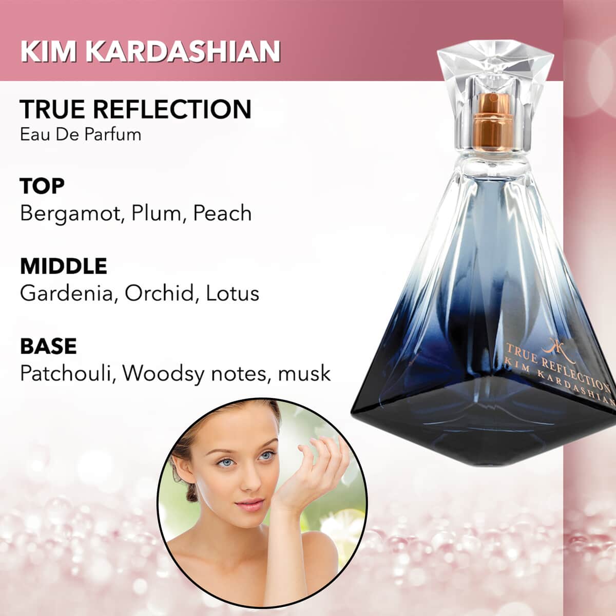 Set of Kim Kardashian True Reflection Women Eau De Parfum Spray & Kim Kardashian True Reflection Body Lotion | Body Spray | Body Cream | Best Body Lotion for Dry Skin image number 2