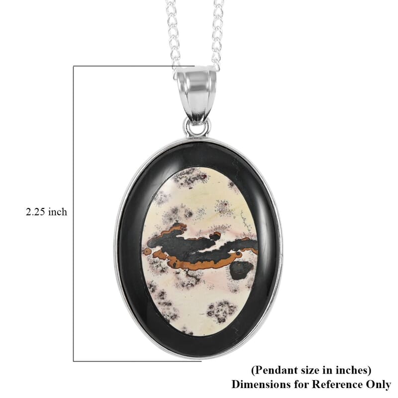 Jasper and Artistic Jasper Pendant Necklace 18 Inches in Silvertone 65.00 ctw