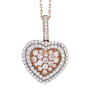 Ankur Treasure Chest 14K Rose and White Gold Natural Pink and White Diamond SI1 Heart Pendant Necklace 18 Inches 4.80 Grams 1.00 ctw