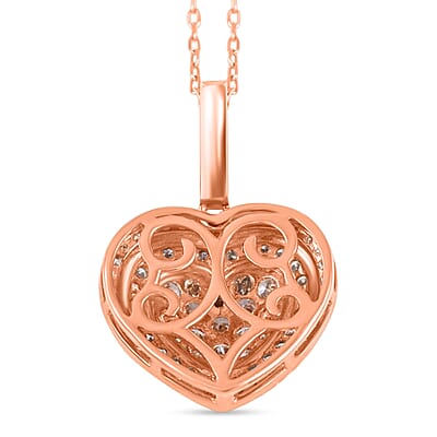 Ankur Treasure Chest 14K Rose and White Gold Natural Pink and White Diamond SI1 1.00 ctw Heart Pendant Necklace 4.80 Grams 18 Inches