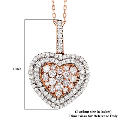 Ankur Treasure Chest 14K Rose and White Gold Natural Pink and White Diamond SI1 1.00 ctw Heart Pendant Necklace 4.80 Grams 18 Inches