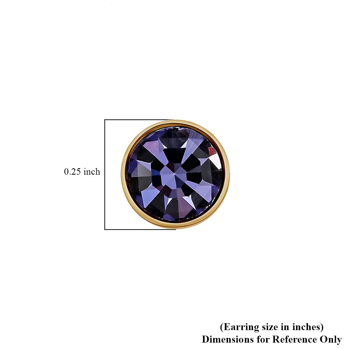 White, Purple and Pink Austrian Crystal Set of 3 Stud Earrings in ION Plated YG Stainless Steel