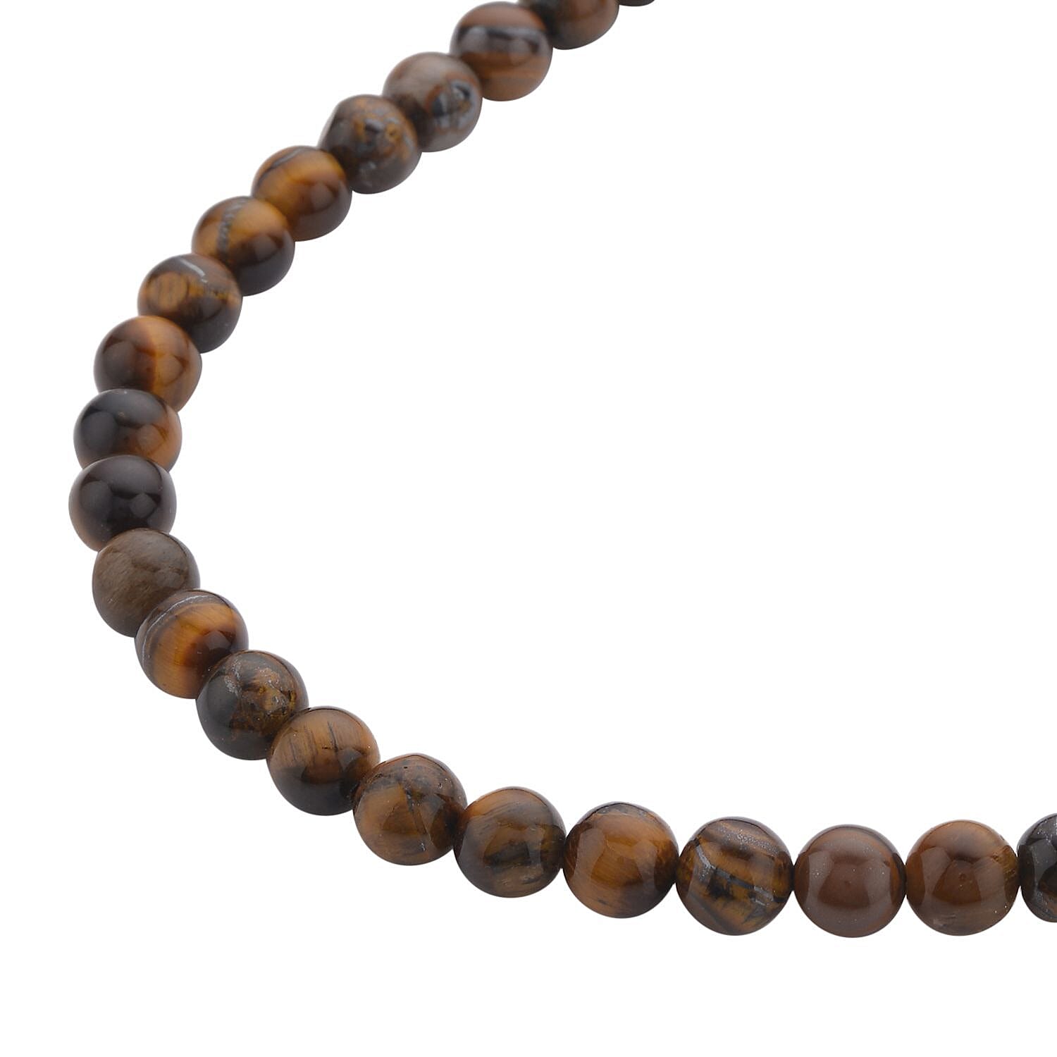 Yellow Tiger's Eye Beaded Stretch Bracelet, Dangle Earrings and Necklace (18-20 Inches) in Stainless Steel 319.50 ctw | Tarnish-Free, Waterproof, Sweat Proof Jewelry