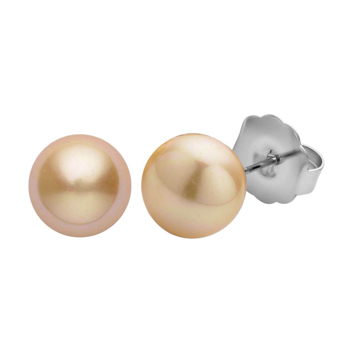 9 Piece Set - 4pcs Golden Shell Pearl Earrings, 4pcs Yellow Austrian Crystal Earrings and 1pc Bracelet (7.5-9.5In) in Goldtone & Stainless Steel , Tarnish-Free, Waterproof, Sweat Proof Jewelry image number 6