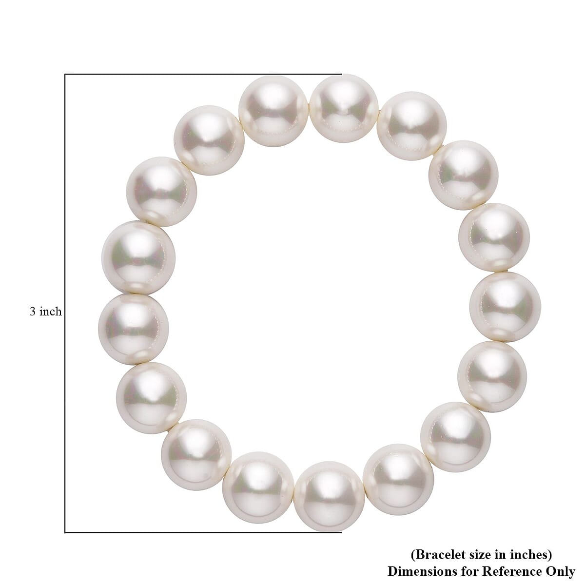 Doorbuster White Shell Pearl Stretch Bracelet and Stud Earrings in Stainless Steel image number 3