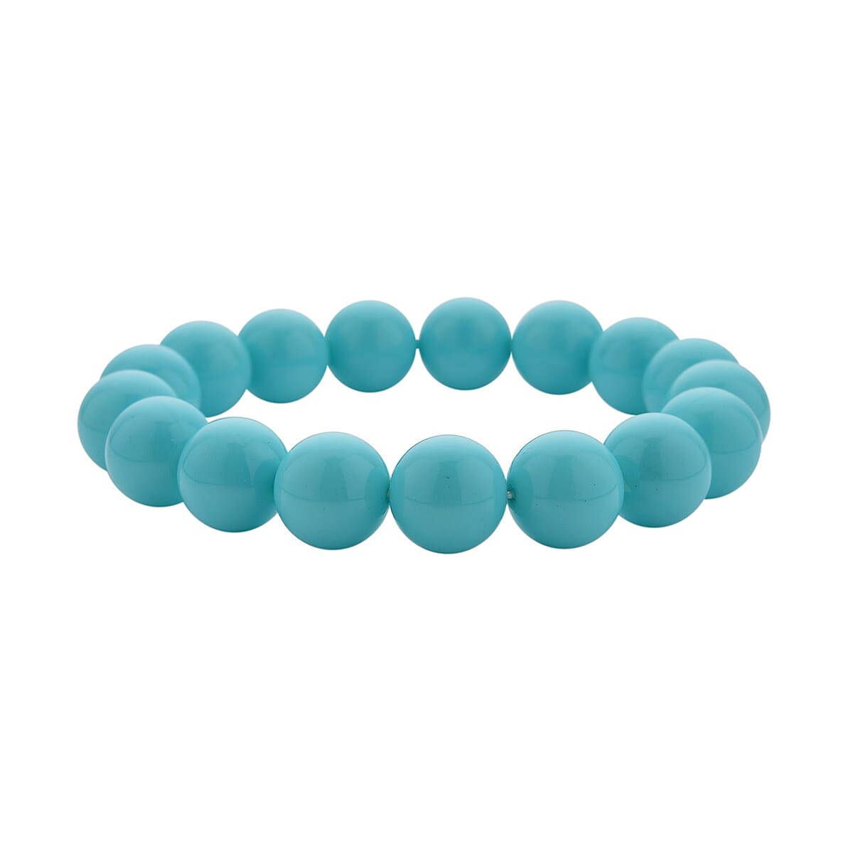 Turquoise Blue Shell Pearl 11-13mm Stretch Bracelet and Stud Earrings in Stainless Steel , Tarnish-Free, Waterproof, Sweat Proof Jewelry image number 2