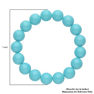 Turquoise Blue Shell Pearl 11-13mm Stretch Bracelet and Stud Earrings in Stainless Steel , Tarnish-Free, Waterproof, Sweat Proof Jewelry