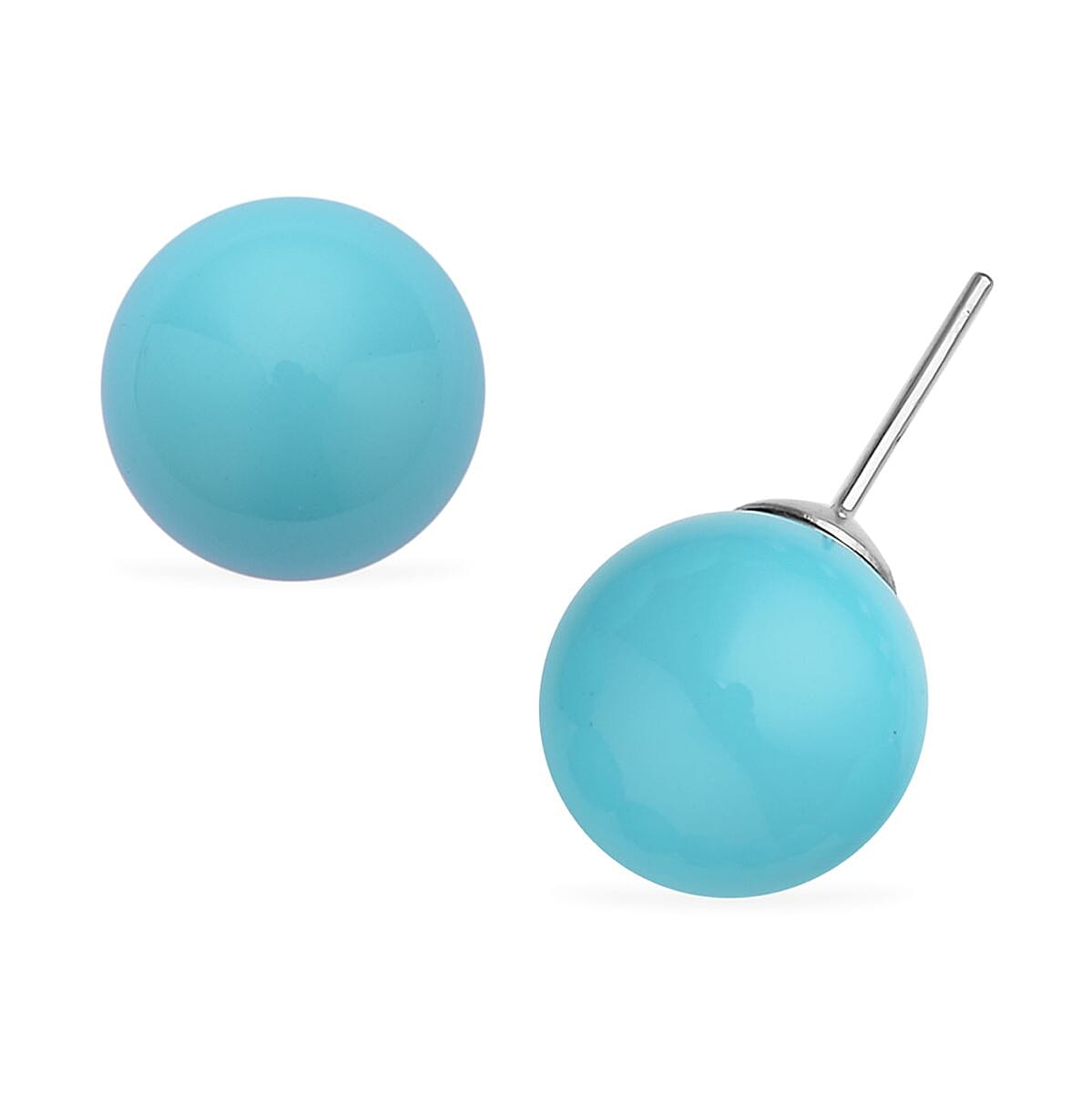 Turquoise Blue Shell Pearl 11-13mm Stretch Bracelet and Stud Earrings in Stainless Steel , Tarnish-Free, Waterproof, Sweat Proof Jewelry image number 4