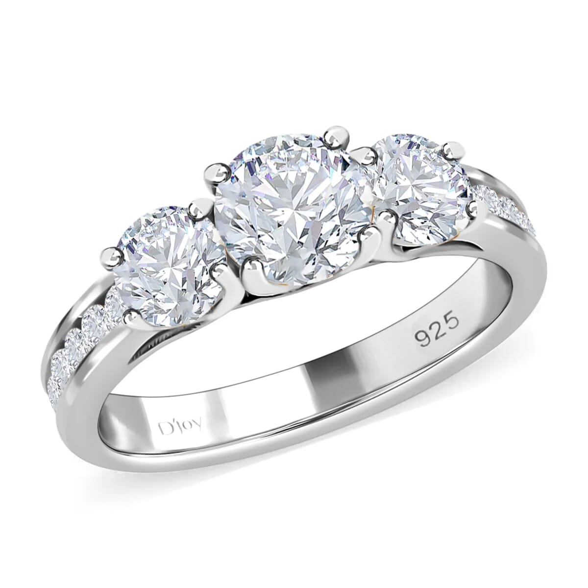 Doorbuster Moissanite Trilogy Ring Stud Earrings and Pendant in Rhodium Over Sterling Silver 6.20 ctw image number 4