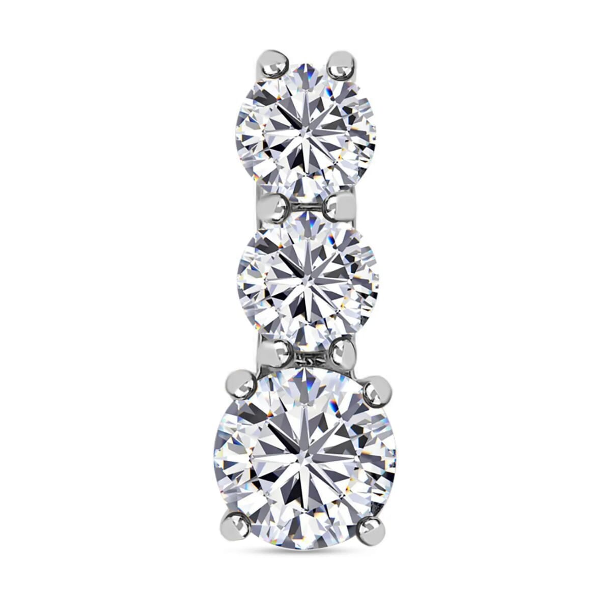 Doorbuster Moissanite Trilogy Ring Stud Earrings and Pendant in Rhodium Over Sterling Silver 6.20 ctw image number 5