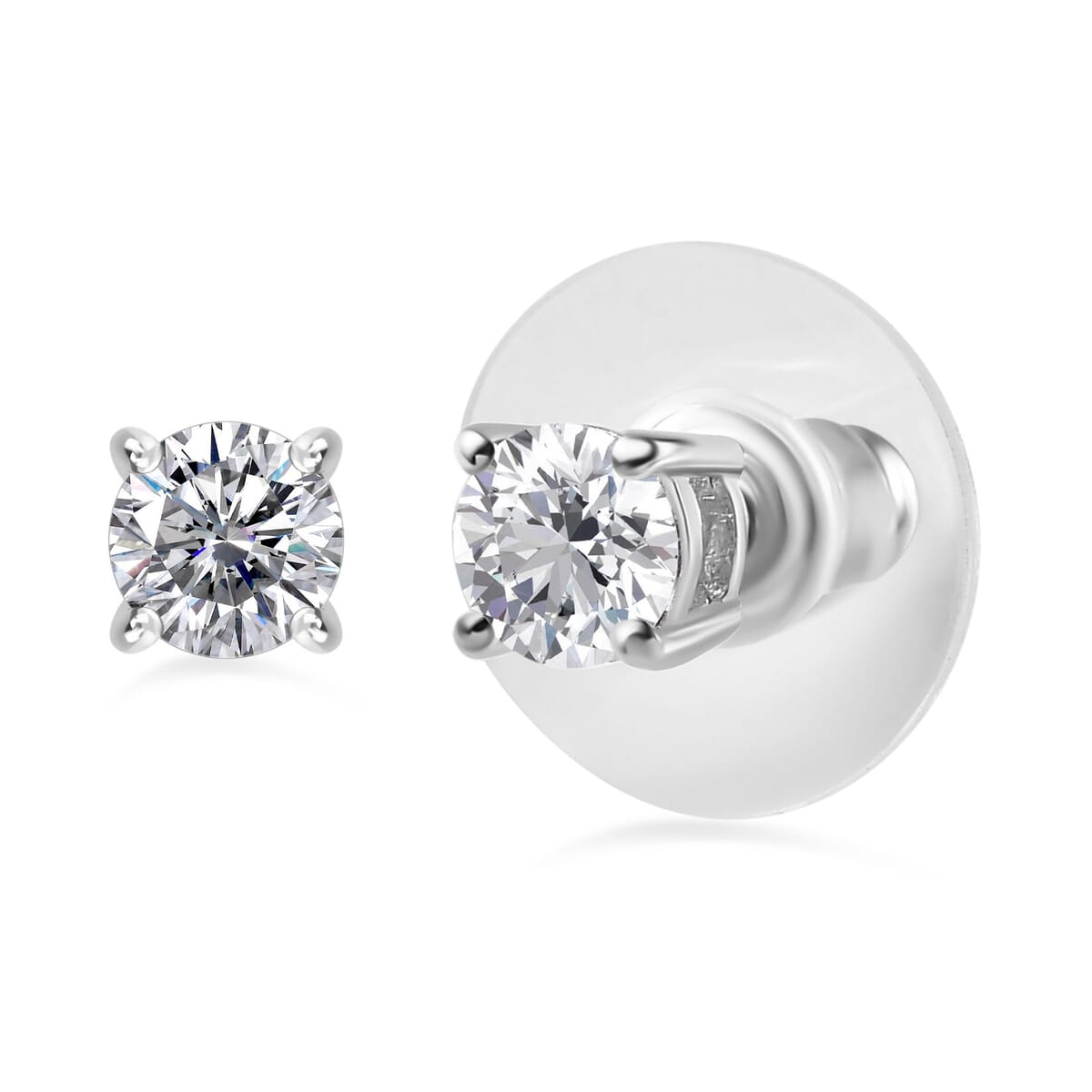 120 Facet Moissanite (Rnd 6.5mm) Trilogy Ring (Size 10.0), Pendant and Stud Earrings Jewelry Set For Women in Rhodium Over Sterling Silver 6.20 ctw image number 8