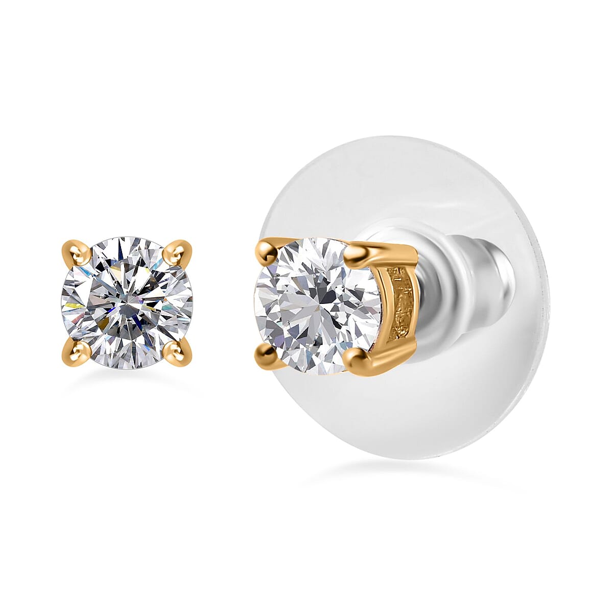 120 Facet Moissanite Trilogy Ring (SIZE 8.00) Stud Earrings and Pendant without Chain in Vermeil Yellow Gold Over Sterling Silver 6.20 ctw image number 8