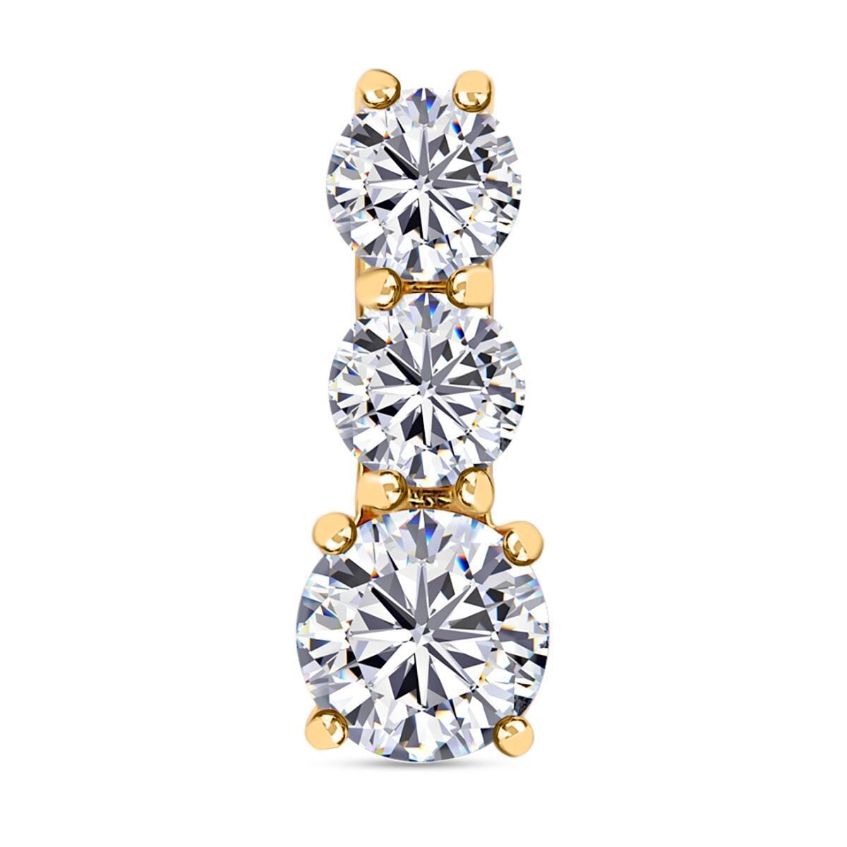 120 Facet Moissanite (Rnd 6.5mm) Trilogy Ring (SIZE 10.00), Pendant and Stud Earrings Jewelry Set For Women in Vermeil YG Over Sterling Silver 6.20 ctw image number 4