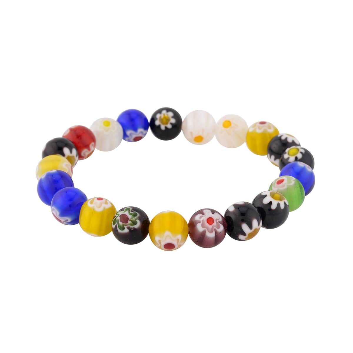 Multi Color Murano Style Beaded Stretch Bracelet and Earrings in Stainless Steel , Tarnish-Free, Waterproof, Sweat Proof Jewelry image number 2