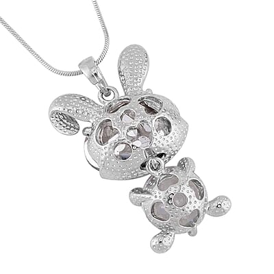 Blue and White Glass, Red and White Austrian Crystal Doll Charm Pendant Necklace 20-30 Inches in Silvertone