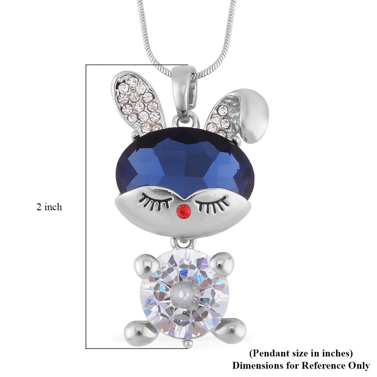 Blue and White Glass, Red and White Austrian Crystal Doll Charm Pendant Necklace 20-30 Inches in Silvertone image number 4