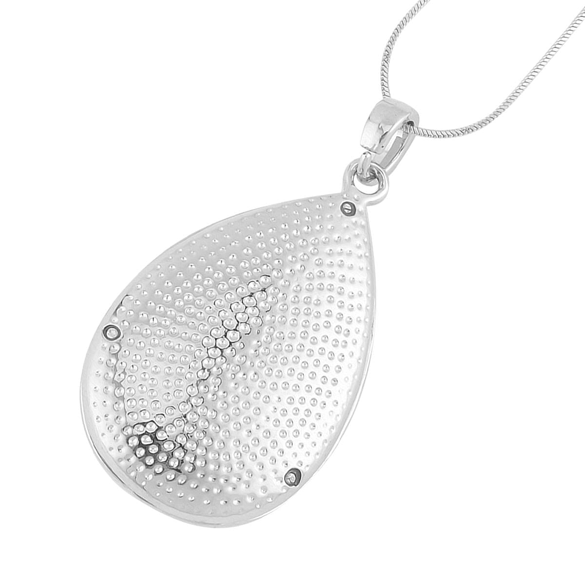 Austrian Crystal Pear Shaped Pendant Necklace 20-30 Inches in Silvertone image number 3