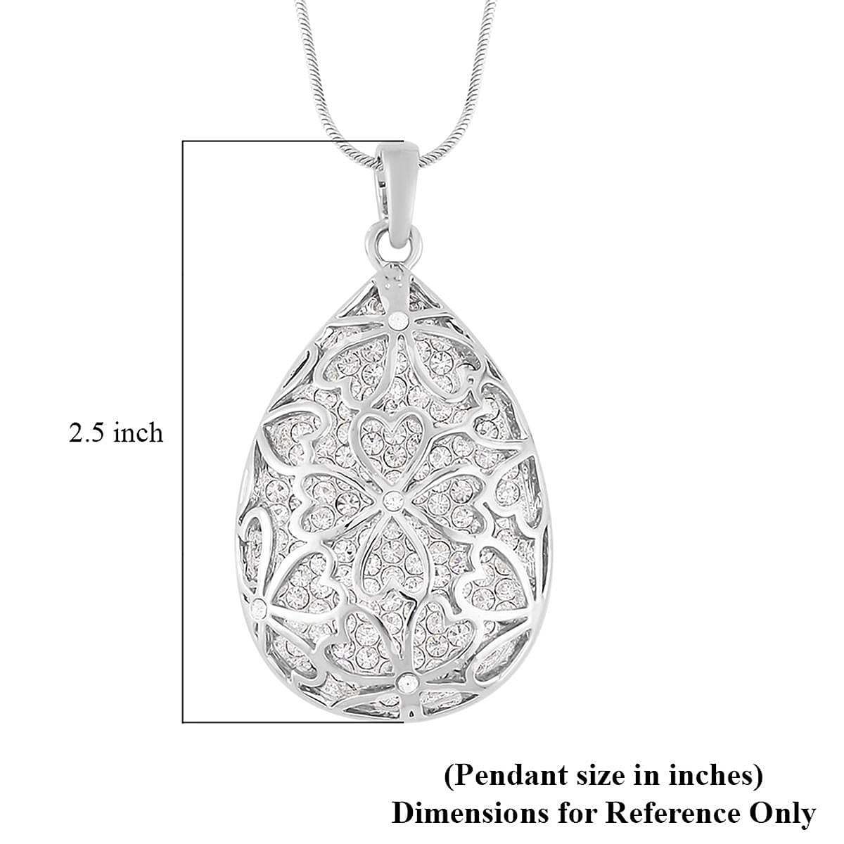 Austrian Crystal Pear Shaped Pendant Necklace 20-30 Inches in Silvertone image number 4