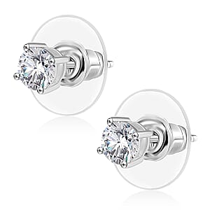 Heart and Arrows Cut Moissanite 2.35 ctw Solitaire Ring SIZE 5.00, Stud Earrings and Pendant without Chain in Rhodium Over Sterling Silver