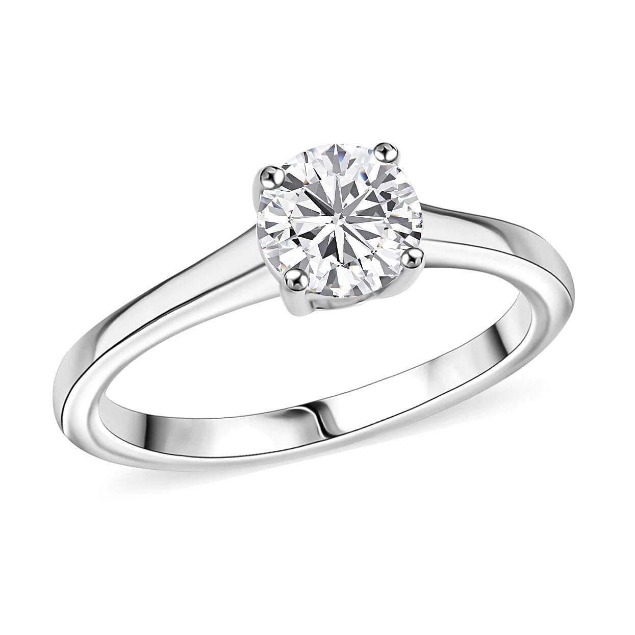 Heart and Arrows Cut Moissanite 2.35 ctw Solitaire Ring SIZE 5.00, Stud Earrings and Pendant without Chain in Rhodium Over Sterling Silver