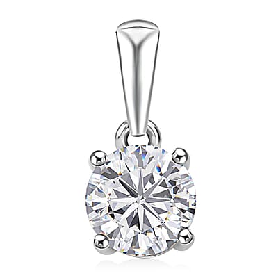 Heart and Arrows Cut Moissanite 2.35 ctw Solitaire Ring SIZE 5.00, Stud Earrings and Pendant without Chain in Rhodium Over Sterling Silver