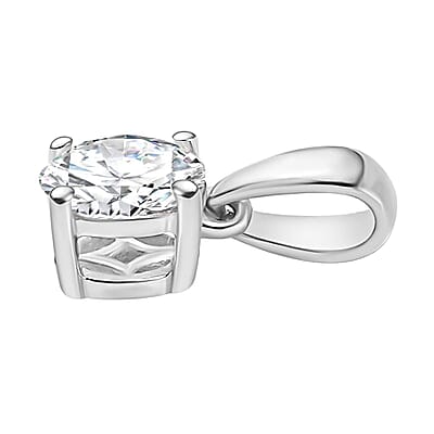 Heart and Arrows Cut Moissanite 2.35 ctw Solitaire Ring SIZE 5.00, Stud Earrings and Pendant without Chain in Rhodium Over Sterling Silver
