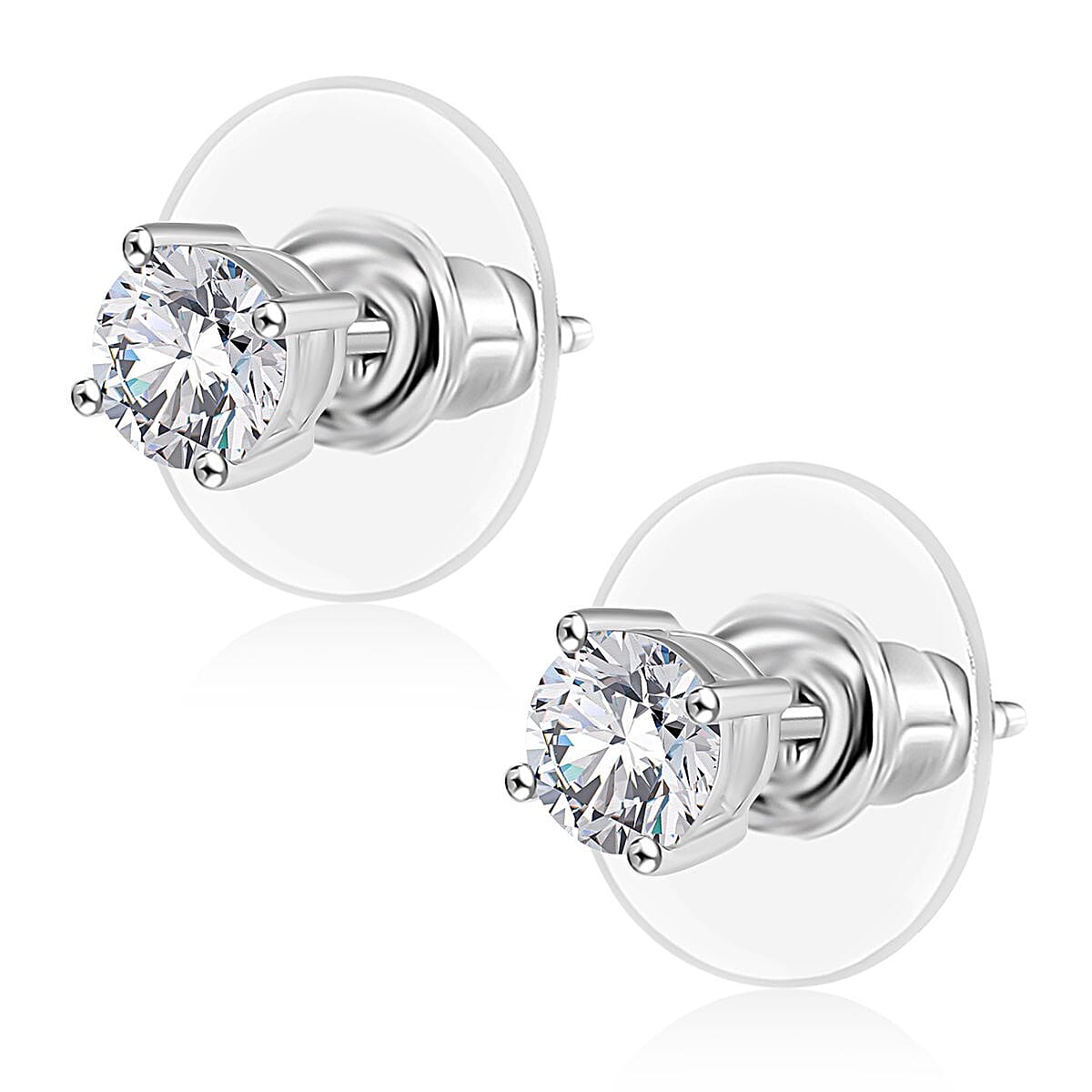 Heart and Arrows Cut Moissanite 2.35 ctw Solitaire Ring SIZE 8.00, Stud Earrings and Pendant without Chain in Rhodium Over Sterling Silver image number 2