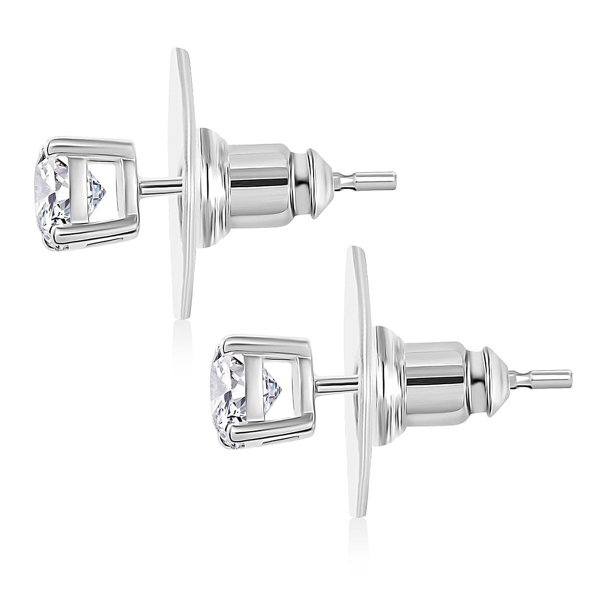 Heart and Arrows Cut Moissanite 2.35 ctw Solitaire Ring SIZE 10.00, Stud Earrings and Pendant without Chain in Rhodium Over Sterling Silver image number 3